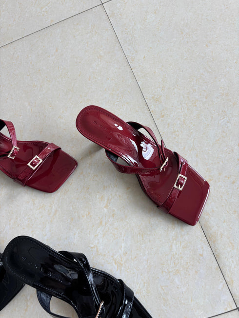 Square Open Toe Double Straps Heel